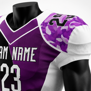 Ensemble d'uniformes de football américain personnalisés, violet et noir, maillot d'équipe et pantalon rembourré, sublimation, OEM, vente en gros - Product Image 6