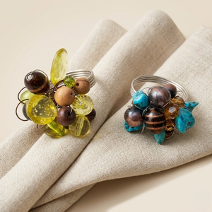 Anneaux de serviette en cristal perlé faits à la main, design élastique, luxe |   Décoration de table, décoration de mariage, porte-serviettes décoratif, ensemble de qualité supérieure - Product Image 2