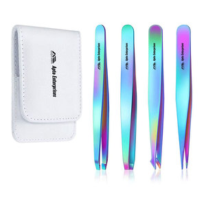 Pinzas de Depilar de Acero Inoxidable Reutilizables y Ecológicas para Salón y Cuidado Personal, Kit Profesional con Punta Inclinada - Product Image 1