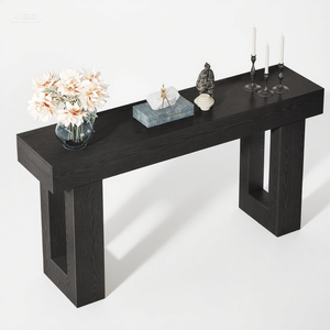 Long Modern Luxury Console <b>Table</b> Solid Wood with <b>Mirrored</b> Stainless Steel <b>Top</b> for Living Room Entry Farmhouse Hotel Decoration - Product Image 2