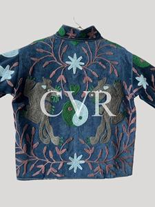 Poncho en coton brodé à la main à motif animalier, col mandarin, manches chauve-souris, grande taille, vêtement d'extérieur pour femme, style bohème, automne - Product Image 6