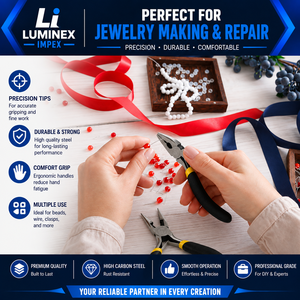 LUMINEX IMPEX LUB=113 Alicates de punta larga de acero inoxidable ligeros y lisos para pulir y fabricar joyas, ideales para hacer pulseras DIY - Product Image 5
