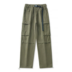 Pantalones Cargo Tácticos Negros para Hombre, Tejido de Poliéster Transpirable, Cintura Media, Pierna Recta, Múltiples Bolsillos, Cierre con Cordón - Product Image 5