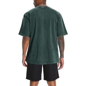Nouveau T-shirt Homme Oversize Vert Délavé à l'Acide Coupe Longue Manches Courtes Col Rond Uni Style Urbain 100% Coton 2026 ODM OEM - Product Image 2