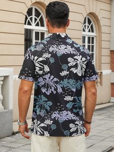 เสื้อกอล์ฟผู้ชายลายดอกไม้สีเข้มแบบสั่งพิมพ์พิเศษ โรงงานจัดจำหน่ายสินค้า B2B โดยตรง พร้อมบริการติดฉลากสินค้าภายใต้แบรนด์ของลูกค้า และรับคำสั่งซื้อจำนวนน้อยในราคาประหยัด - Product Image 3