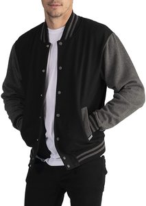 Geometric Hooded Varsity <b>Jacket</b> Black <b>White</b> for <b>Men</b> Unisex College Style Waterproof Windproof Streetwear Outerwear OEM Supplier - Product Image 4