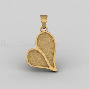 Pendentif Breloque Cœur Couple 17x22mm en Argent 925 Plaqué Or 18K de Haute Qualité, Support Vierge pour Gravure, Souvenir Commémoratif, Bijoux DIY - Product Image 5