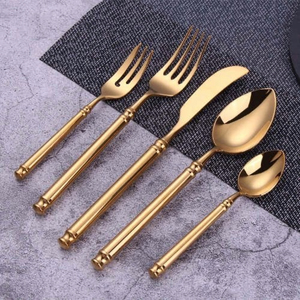 Ensemble de couverts en acier inoxydable doré, 4 pièces, finition miroir, réutilisable, pour mariage, fête, table - Product Image 5