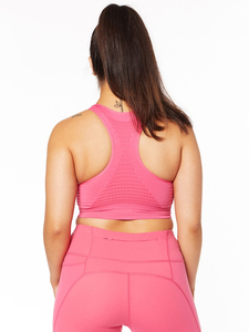 Soutien-gorge de sport simple, léger, respirant et écologique pour femme, sans coutures, avec logo frontal, maintien élevé pour le fitness - Product Image 4