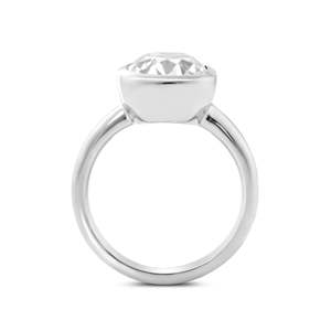 Bague de fiançailles de luxe en or blanc 14 carats avec diamant de laboratoire certifié IGI 4,5 carats taille coussin, sertissage clos, bijoux de mariée - Product Image 5