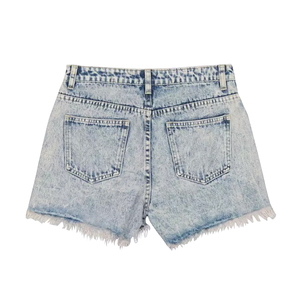 Shorts de Mezclilla con Lavado Ácido para Mujer, Venta al Por Mayor, Cintura Alta, Estilo Vintage, Casual, Personalizados, Fabricante de Ropa Urbana con Marca Privada OEM - Product Image 5