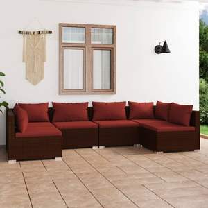 Set Lounge da Giardino in Rattan Marrone per 6 Persone, Arredamento da Esterno Contemporaneo Resistente alle Intemperie, Divano da Patio - Product Image 3