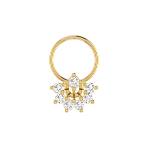 Bijoux de piercing fin en or 14 carats Épingle de nez en diamant naturel de 0,15 ct avec motif de fleur éternelle - Product Image 1