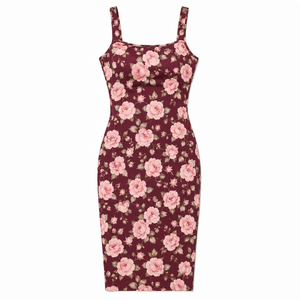 Robe moulante décontractée pour femme à imprimé floral avec soutien-gorge intégré, en Spandex et Polyester, sans manches, coupe ajustée, longueur midi, vente en gros, personnalisation OEM ODM - Product Image 2