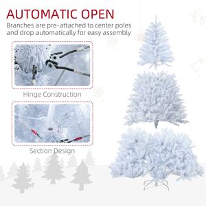Albero di Natale Artificiale Preilluminato Alto 2,3 m con 1518 Rami e 500 Luci LED Bianco Caldo, Decorazione Natalizia Bianca ad Apertura Automatica - Product Image 4