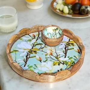 Bols de service en bois imprimés émail pour fruits, ustensiles de cuisine d'intérieur, bols à salade au design poli et personnalisable - Product Image 1