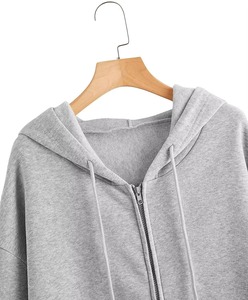 Sweat-shirt à capuche unisexe surdimensionné avec fermeture éclair, couleur unie, en coton French Terry, décontracté, pour l'automne, coupe classique - Product Image 4