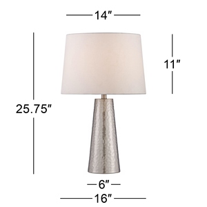 Hammered bronze <b>table</b> <b>lamp</b> set luxury textured metal <b>base</b> faux leather shade elegant bedside nightstand light home decor - Product Image 4