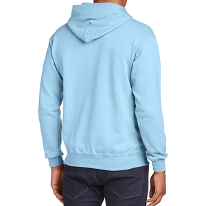 Sweat à capuche bleu clair minimaliste pour homme, en coton épais et confortable, style urbain décontracté, idéal pour l'hiver - Product Image 2