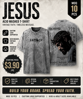 T-shirt Christian Jesus 100% coton |   T-shirt surdimensionné personnalisé avec motif religieux, effet délavé à l'acide |   Vêtements de rue pour hommes Gospel Streetwear Y2K