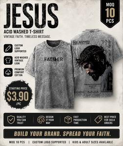 Camiseta Christian Jesus 100% algodón |   Camiseta Extra Grande con Gráficos Religiosos Personalizados, Lavada con Ácido |   Ropa Urbana Masculina Estilo Gospel Y2K - Product Image 2