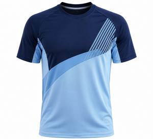 เสื้อยืดคอกลมแขนสั้นผู้ชายแบบแห้งเร็วเป็นมิตรกับสิ่งแวดล้อม พิมพ์ลายโลโก้ลายเรขาคณิตด้วยความร้อน 100% - Product Image 3