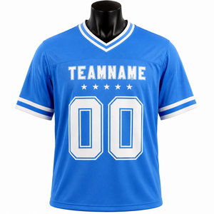 Camiseta de Baloncesto Sublimada Personalizada para Hombre, Cuello en V, Manga Corta, Nombre del Equipo 00, Azul, Ropa Deportiva de Poliéster que Absorbe la Humedad - Product Image 1