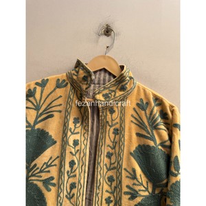 Women Short Velvet <b>Jacket</b> Handmade Floral Embroidery <b>Jacket</b> <b>Hippi</b> Style With Inside Cotton Lining <b>Jacket</b> For Winter Velvet - Product Image 6
