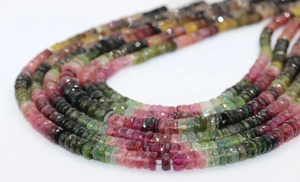 Perles de pierre en forme de pneu à facettes multi-tourmaline de haute qualité 6mm durables et élégantes - Product Image 5