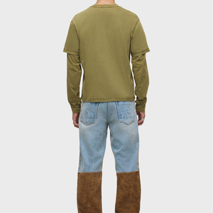 T-shirts unisexes pour hommes, en coton, coupe ample, unis, décontractés, imprimés en sérigraphie, double couche, manches longues, personnalisés. - Product Image 6