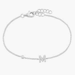 Initial Letter Charm <b>Bracelet</b> 14k 18k Gold 925 <b>Silver</b> Custom Lab Grown Diamond Alphabet Name Dainty Cable Chain Custom Wholesale - Product Image 3
