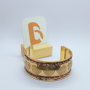 Modern <b>Copper</b> Gold Plated Heart Engraving Cuff Bracelets Trendy Women's Daily Wear - Product Image 1