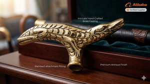 Moderna Empuñadura de Latón con Cabeza de Cocodrilo de 5 Pulgadas para Bastón, Venta al por Mayor OEM - Product Image 4