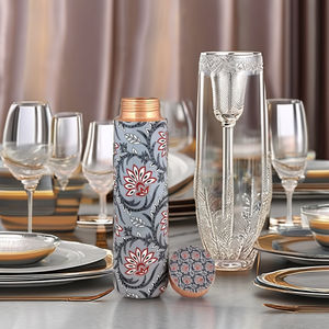 Botella de Agua de Cobre con Estampado Meenakari de 1 Litro con Diseño de Adhesivo, Botella de Cobre de Diseño con Meena - Product Image 6