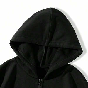 Sudadera con capucha y cremallera completa de tela de araña con pedrería para hombre y mujer 2026 Negra Oversize con cristales plateados brillantes Chaqueta urbana de streetwear HD - Product Image 5