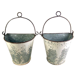 Ensemble de jardinières suspendues en métal galvanisé de qualité supérieure, pour l'intérieur et l'extérieur, décoration de jardin, véranda, pots de style antique, porte-plantes ronds - Product Image 3