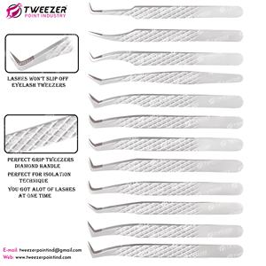 Las mejores pinzas profesionales para extensión de pestañas de acero inoxidable, puntas de fibra de 0,03mm, agarre perfecto, Punta puntiaguda, herramienta de belleza que nunca se desliza - Product Image 5