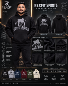 เสื้อฮู้ดพิมพ์ลายอนิเมะสีดำสำหรับผู้ชาย REXFIT SPORTS ทรงโอเวอร์ไซส์ สไตล์ลำลอง สตรีทแวร์ มีกระเป๋าหน้า ดีไซน์มีฮู้ด บริการ OEM 100% - Product Image 6