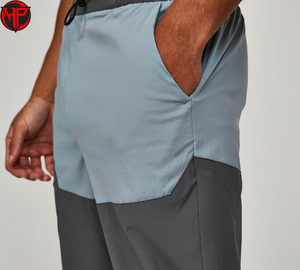 Color Block Running Trousers Men Quick Dry Breathable Drawstring Jogger <b>Pants</b> for Training Gym Outdoor Wear - Product Image 3