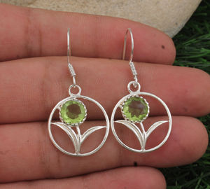 Joyería de Plata de Ley 925 con Peridoto Natural, Diseño de Árbol de la Vida, Gema Verde Hecha a Mano, Piedra de Nacimiento de Agosto, Venta al por Mayor para Fiestas - Product Image 4