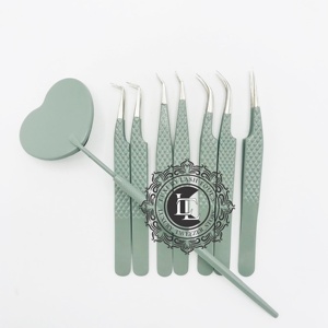 Pince à cils professionnelle en acier inoxydable durable faite à la main poignée en diamant pointe d'argent Logo personnalisé tailles 12-14cm-cils de luxe - Product Image 1