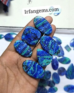 Azurite Bluebird 100% Naturelle avec Cabochon en Malachite, Pierre Précieuse Libre Polie Ovale et Formes Assorties pour la Fabrication de Bijoux, Cristal en Vrac - Product Image 2