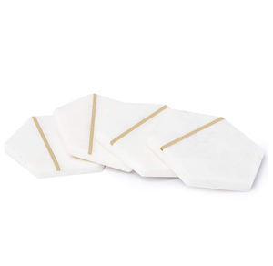 Stone <b>Coaster</b> Table Accessory <b>Marble</b> <b>Coasters</b> for Drinks Set of 4 8 mm Thickness White Stone <b>Coaster</b> - Product Image 3