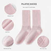 Chaussettes de Pilates personnalisées à bout ouvert, antidérapantes pour le yoga, en mélange de coton doux, respirantes, pour femmes, entraînement de Pilates, fitness, exercice