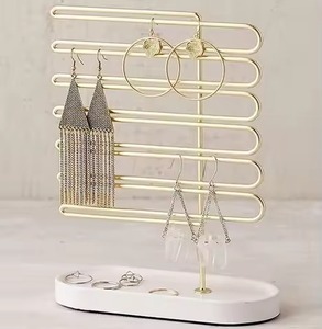 Metal <b>Tree</b> Jewelry Stand with Leaf Hooks for <b>Necklaces</b> Earrings Bracelets Rings Home Vanity Display Organizer - Product Image 4