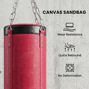 Supporto da boxe autoportante regolabile in altezza con sacco da boxe in tela per adulti, rosso - Product Image 5