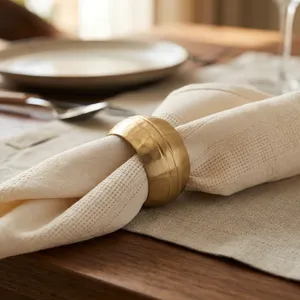 Brass <b>matt</b> gold Napkin Ring Hammered Design Round Shape napkin Ring for Wedding Party & Hotel Dinner <b>Table</b> & Decoration - Product Image 3