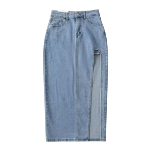 Nueva Falda Vaquera de Invierno para Mujer, Estilo Spicy Girls, Cintura Alta, Corte Lápiz, Abertura Lateral, Elegante, Largo Medio, Secado Rápido, 100% Algodón - Product Image 2