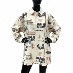 T-shirt de rugby pour femme en coton épais, jersey doux, imprimé abstrait crème, décontracté, avec logo personnalisé, tendance - Product Image 6