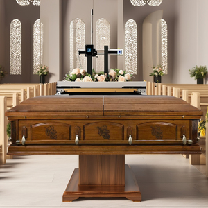 Ataúdes de madera dura duraderos personalizables tradicionales americanas de lujo, suministros funerarios conmemorativos de madera Natural ecológicos - Product Image 1